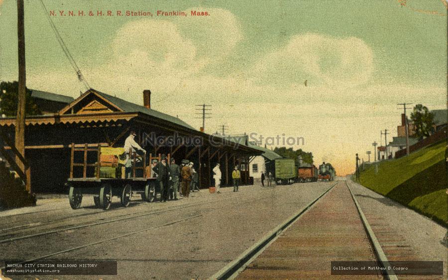 Postcard: New York, New Haven and Hartford Railroad Station, Franklin, Massachusetts